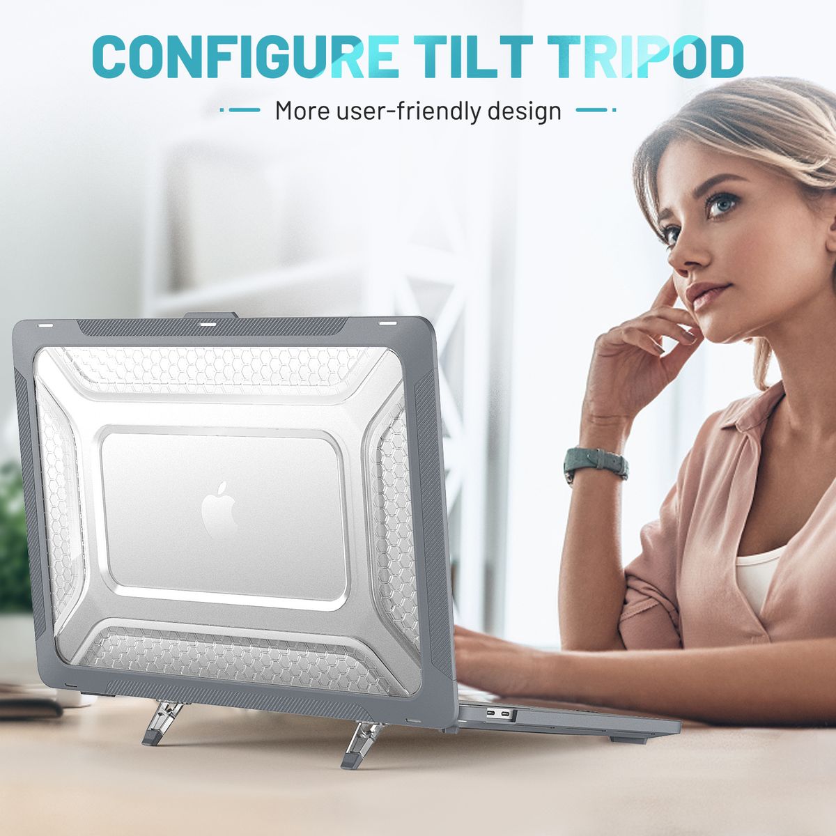 GENERICO - Case Funda Protector MacBook Air 13 A2337A2179A1932 con Soporte