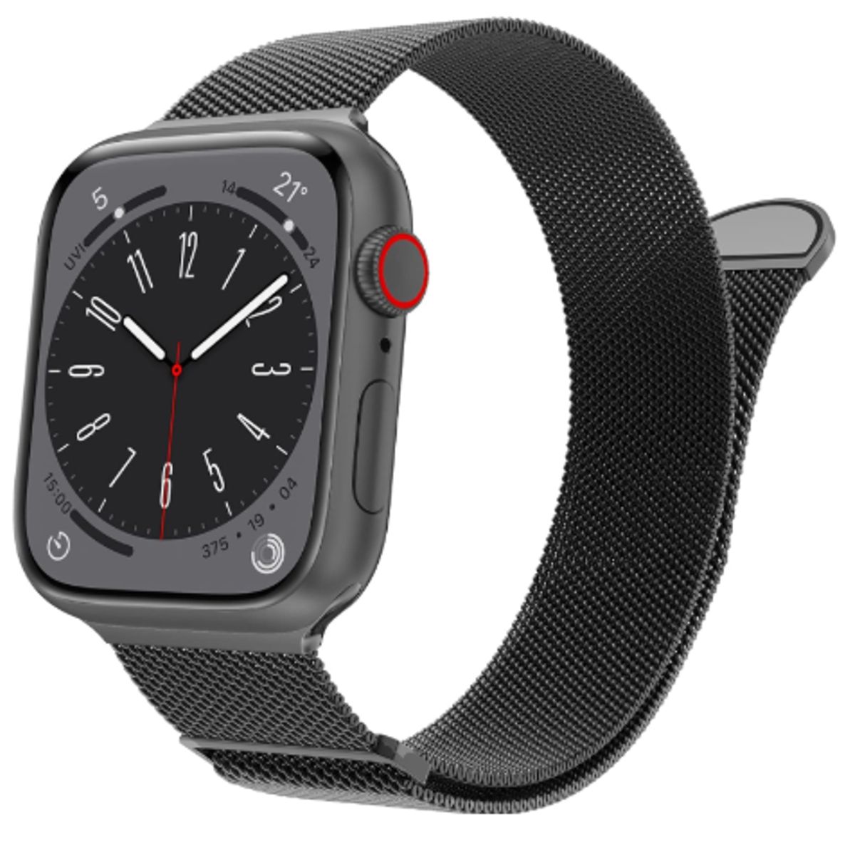 GENERICO - Correa Metal Tejido Imantado para Apple Watch 42mm - NEGRO