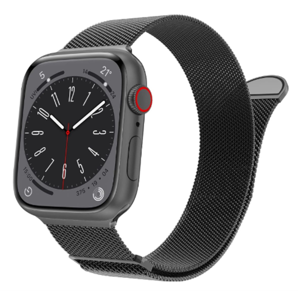 GENERICO - Correa Metal Tejido Imantado para Apple Watch 42mm - NEGRO
