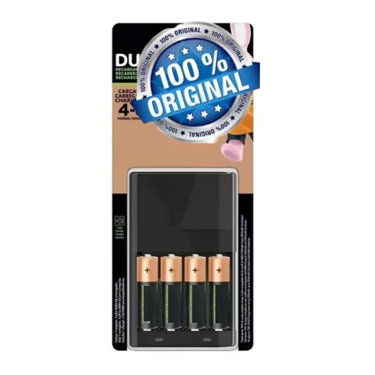 DURACELL - Cargador de Pilas Duracell + 4 Pilas AA de 2500 mAh