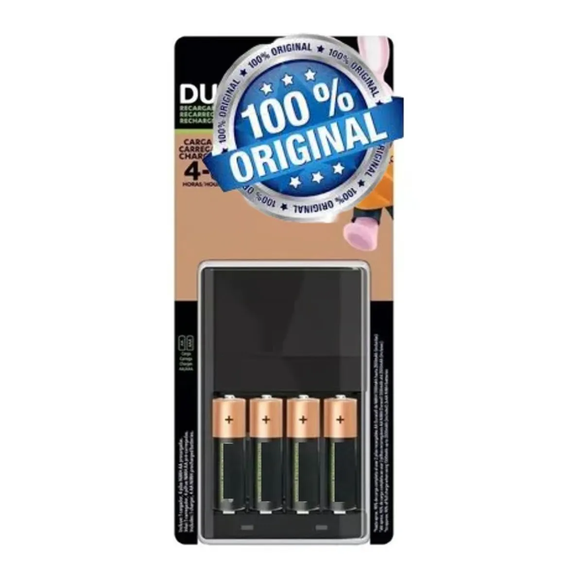 DURACELL - Cargador de Pilas Duracell + 4 Pilas AA de 2500 mAh