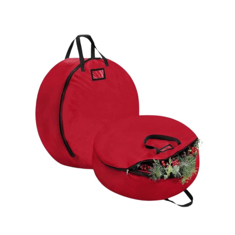 GENERICO - Maletin Funda circular de navidad rojo Decoraline Home