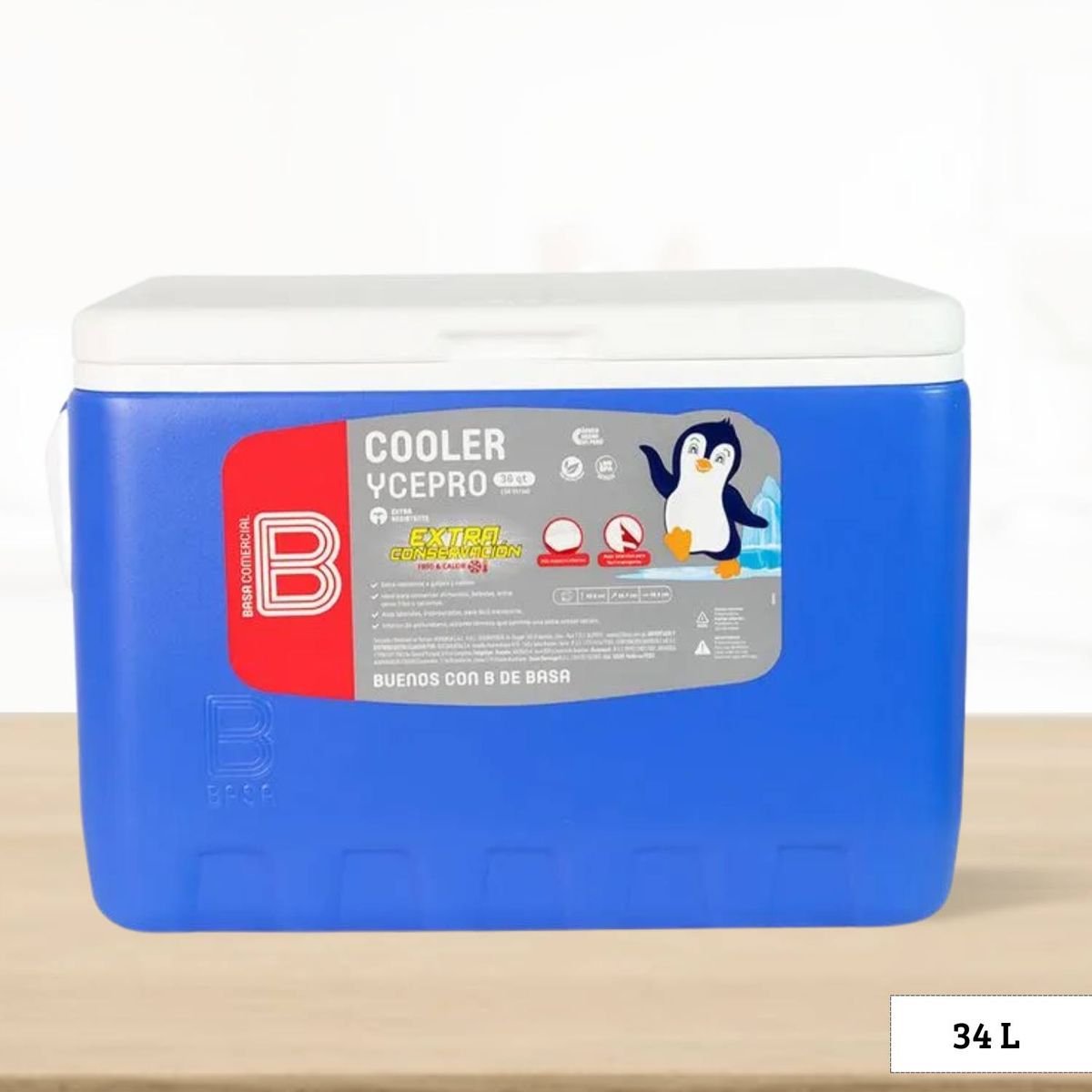 BASA - Cooler de Polipropileno Ycepro Rectangular Azul Basa 34 l