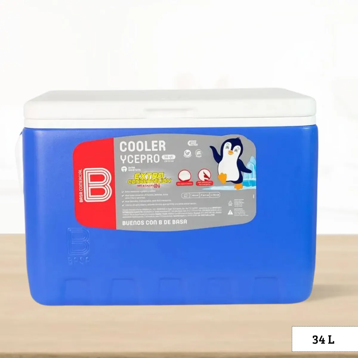 BASA - Cooler de Polipropileno Ycepro Rectangular Azul Basa 34 l