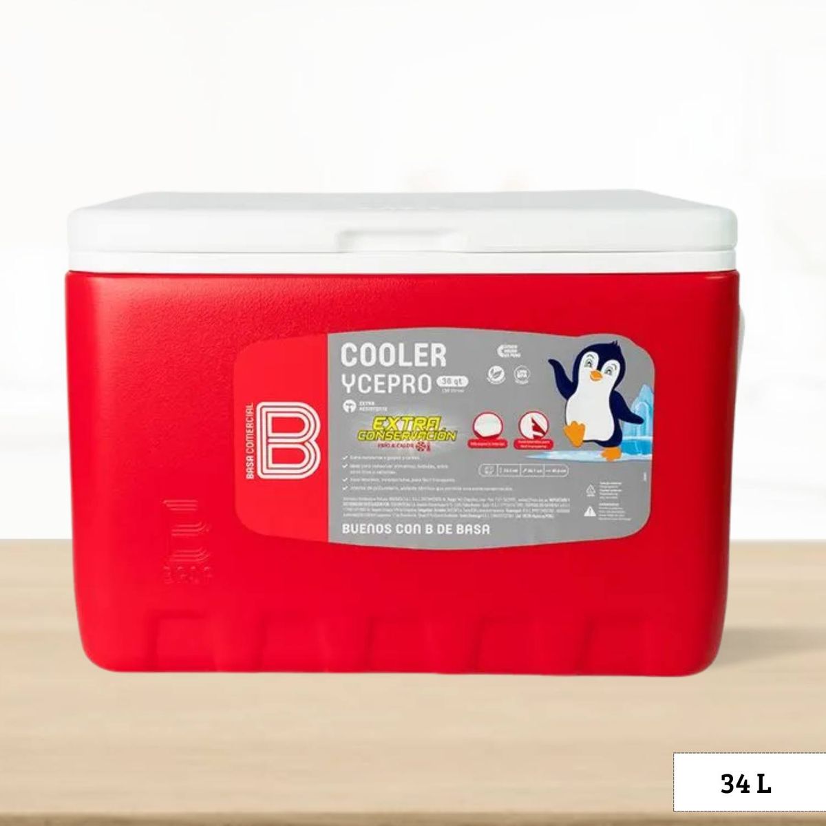 BASA - Cooler de Polipropileno Ycepro Rectangular Rojo Basa 34 l