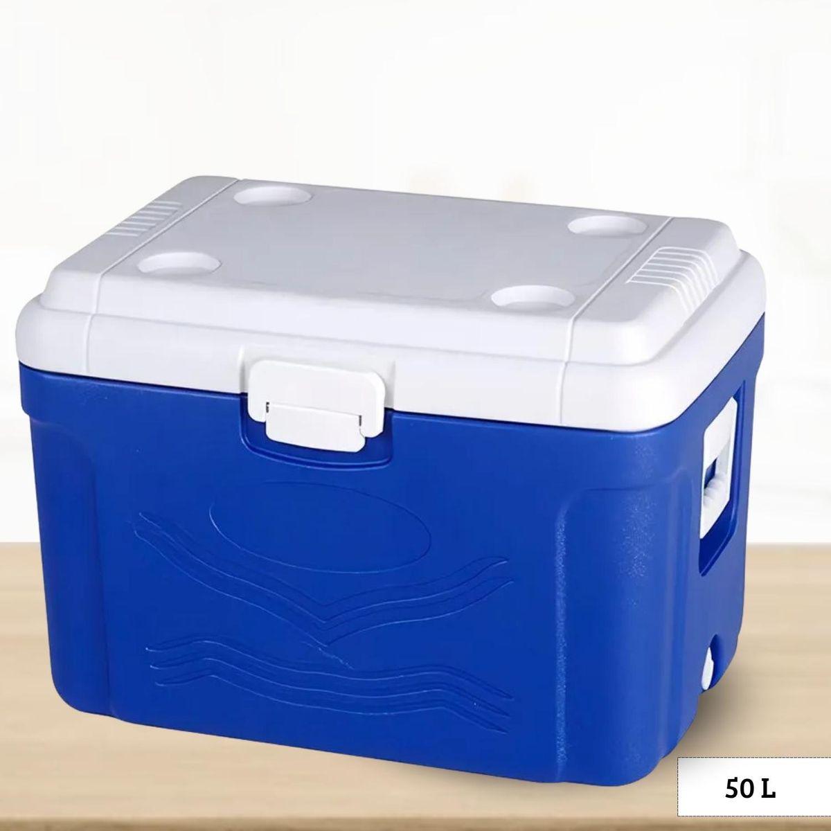 ICHIMATSU - Cooler rectangular Azul con Dos Asa Lateral 50 Litros