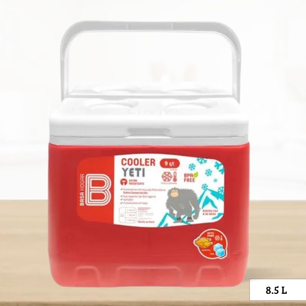BASA - Cooler rectangular Rojo Yeti Basa 8.5 Litros