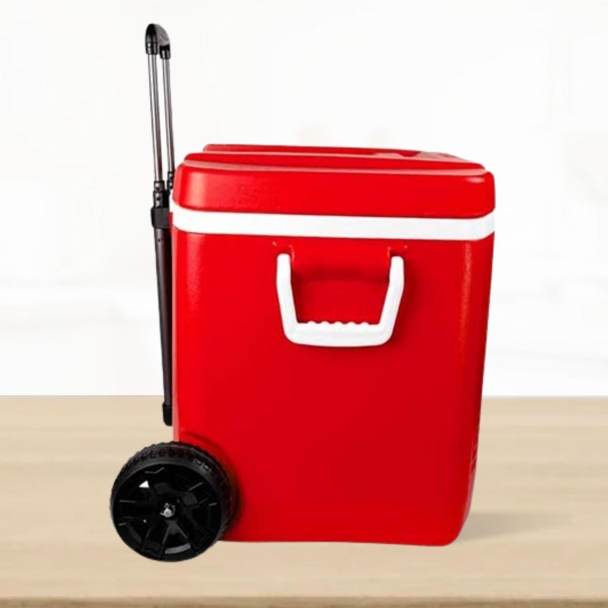 BASA - Cooler rectangular Rojo con Rudas y Asa Yeti Basa 29 Litros