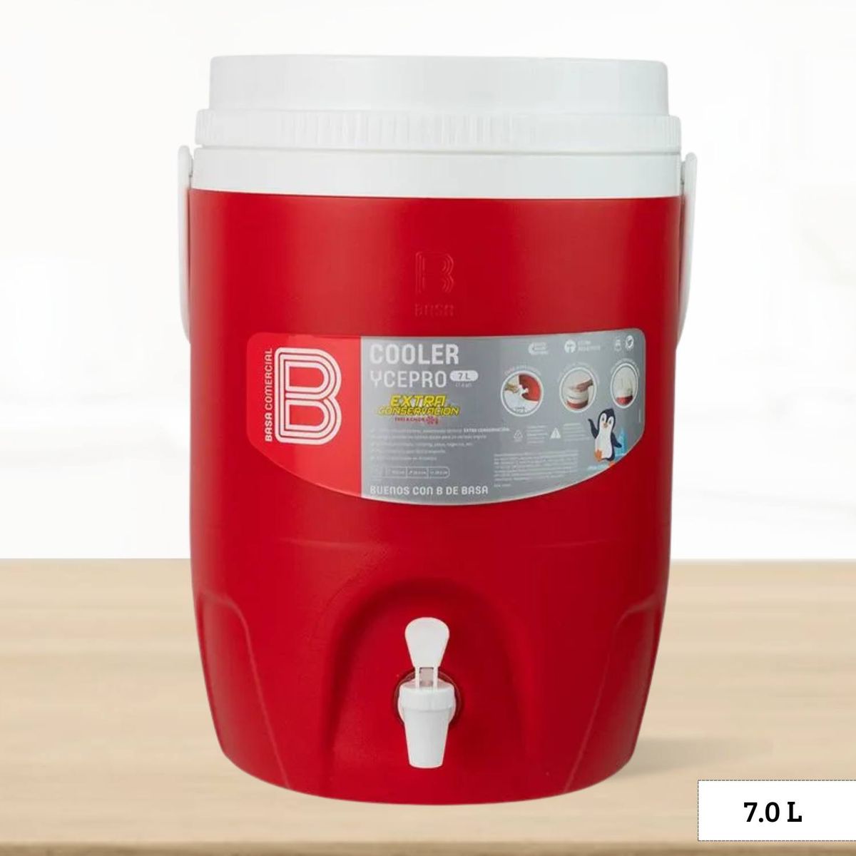 BASA - Cooler de Polipropileno Ycepro Rojo Basa 7 Litros