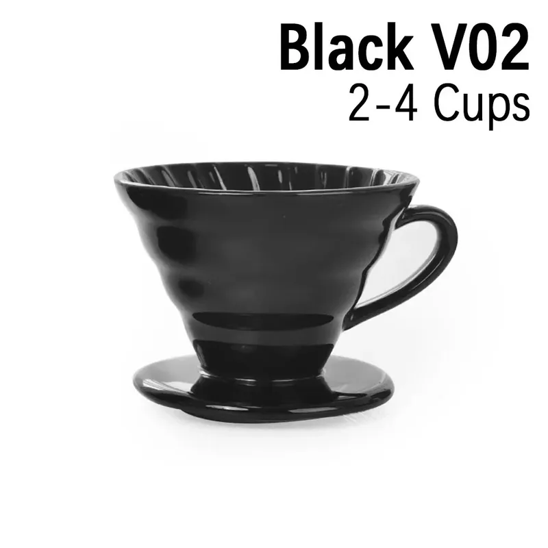 GENERICO - Dripper V60 de Cerámica 2 -4 Tazas NEGRO