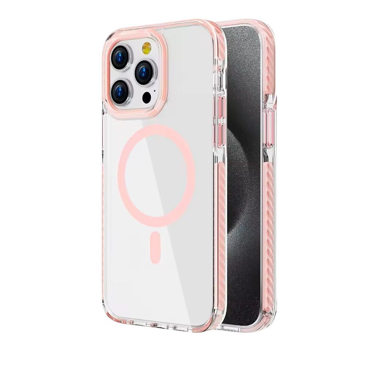 GENERICO - Case Funda protectora magnética transparente para Iphone 15 pro - Rosa