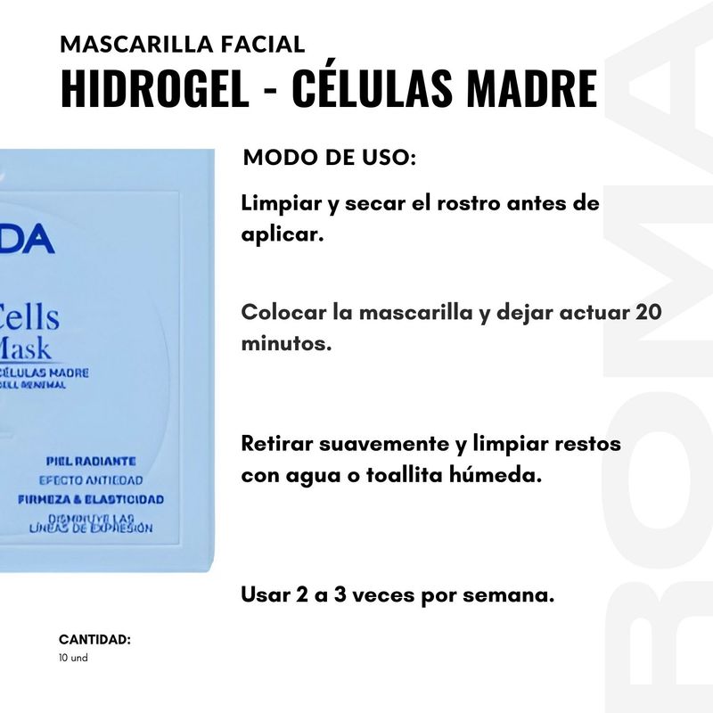 NEVADA NATURAL PRODUCTS - MASCARILLA HIDROGEL CON CÉLULAS MADRE 10UND NEVADA