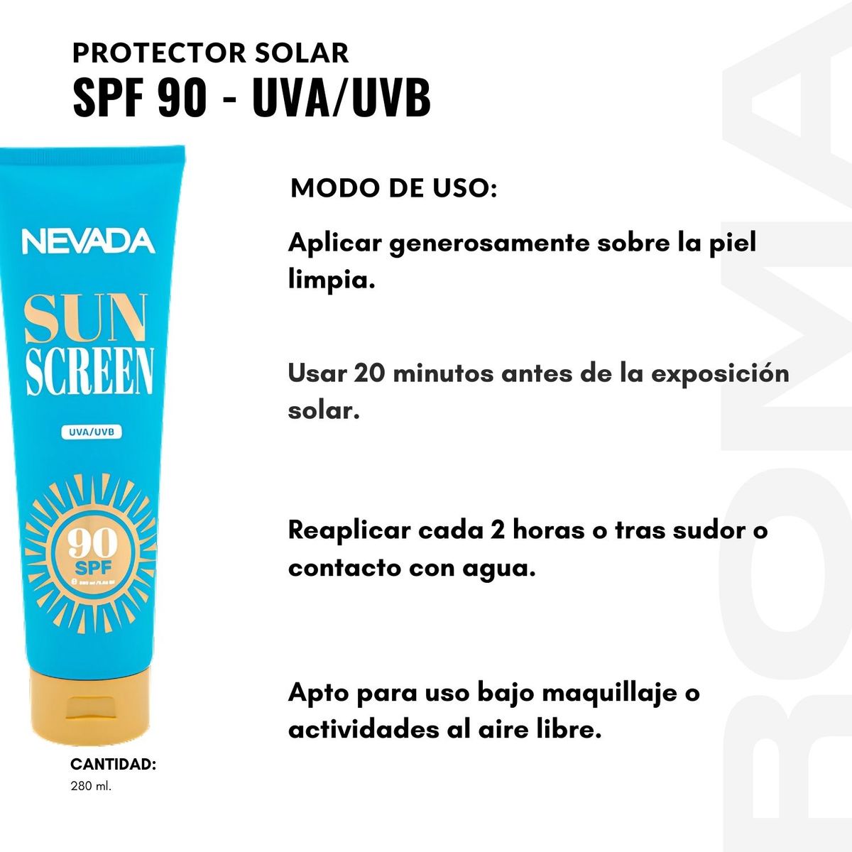 NEVADA NATURAL PRODUCTS - PACK 3 PROTECTOR SOLAR SPF90  UVAUVB 280ML NEVADA