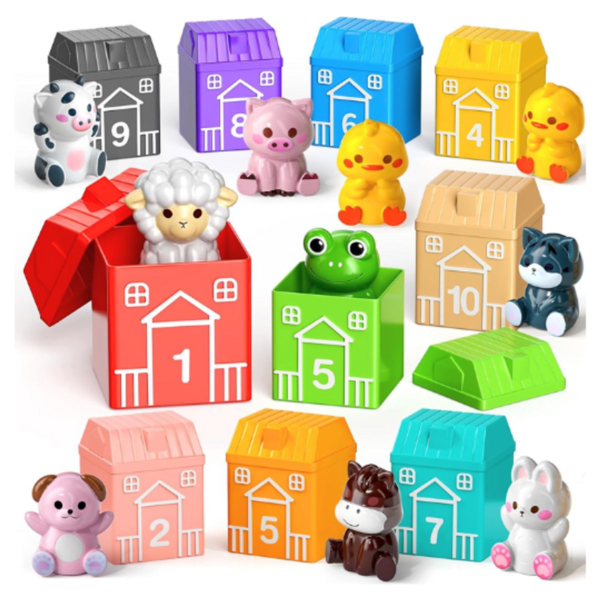 GENERICO - Set Didactico Mini Animales de Granja con Casitas