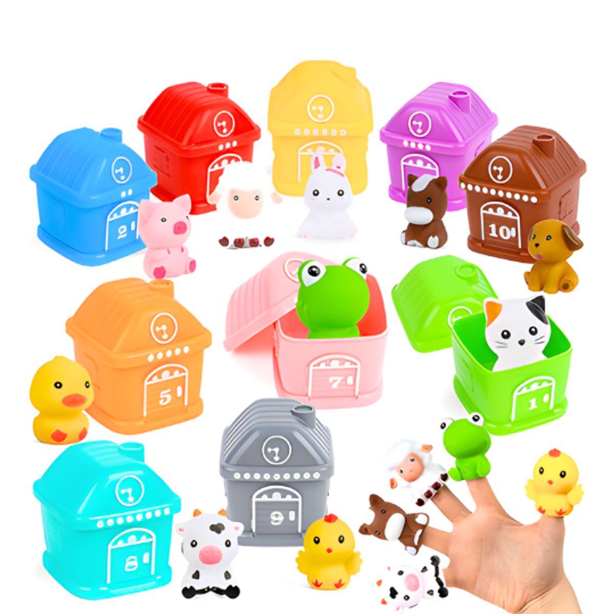 GENERICO - Set Didactico Mini Animales de Granja con Casitas