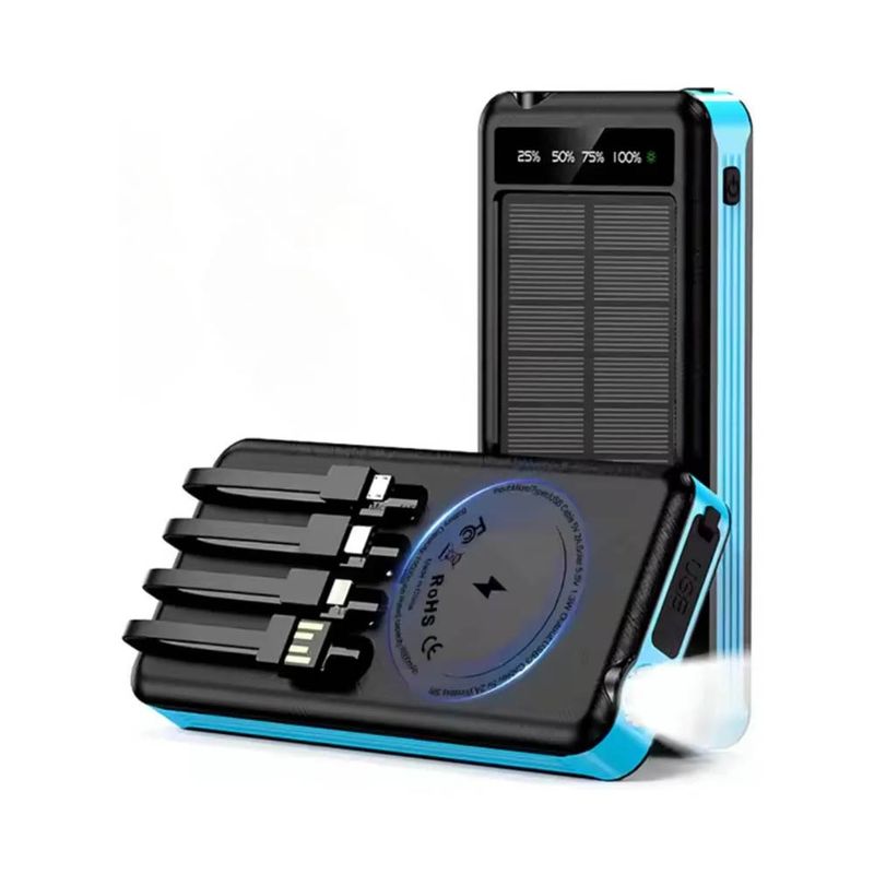 OEM - Cargador Portátil Power Bank 20000 mAh Sanci Carga Solar y Rápida Azul