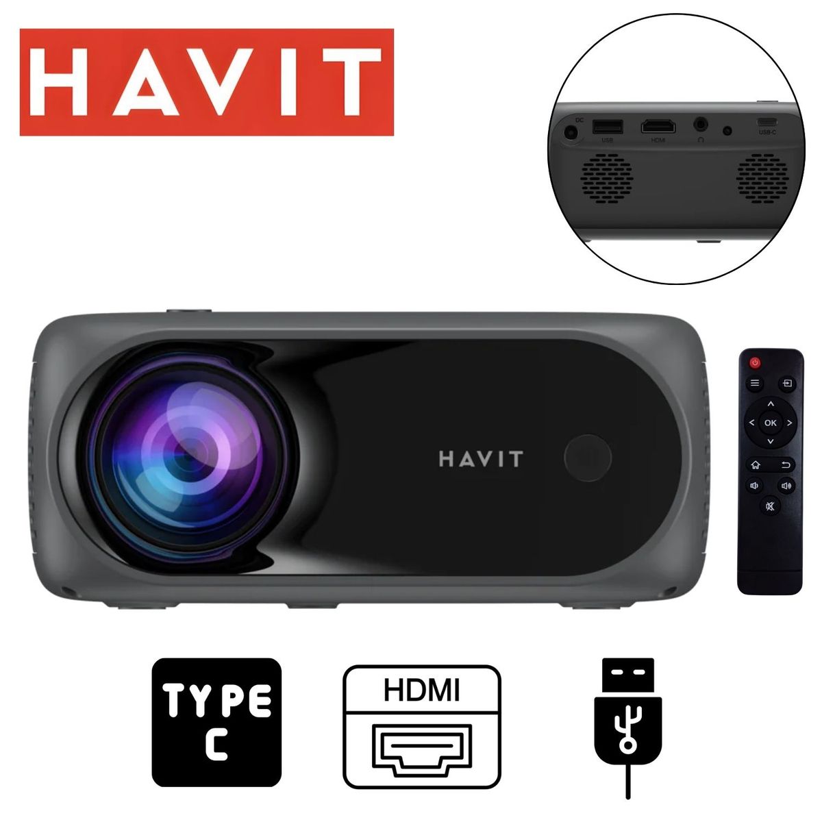 HAVIT - Proyector compacto Havit PJ221 1280 x 720 px 3800 Lumens Peso 338g