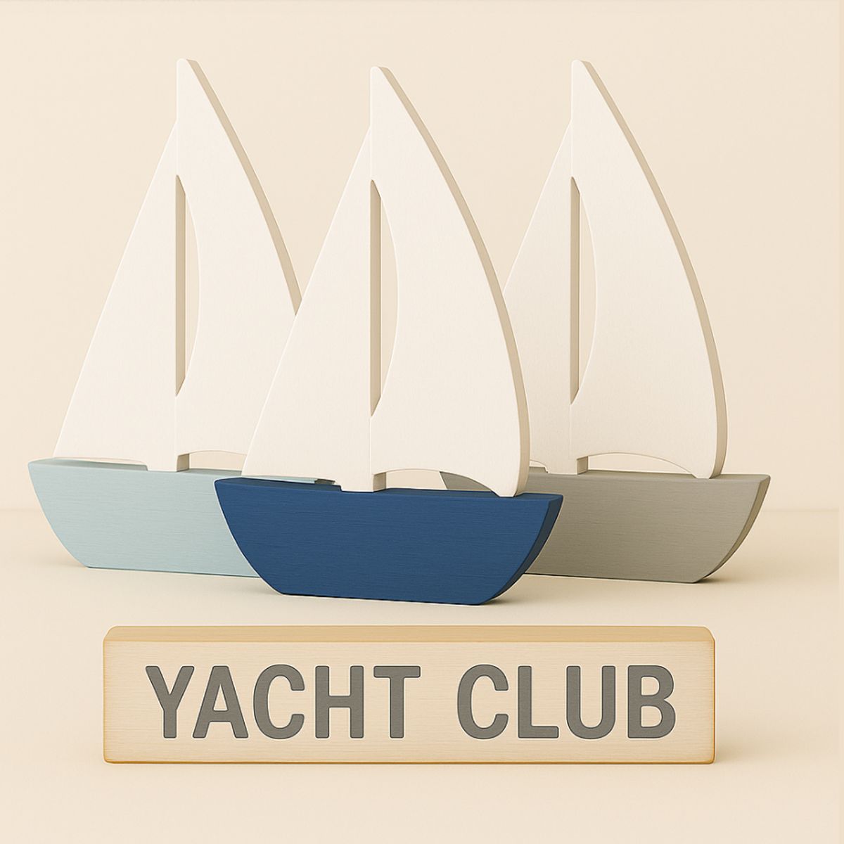 BOSQUE INVERNAL DECORACION ECO ALTERNATIVA - Set de barquitos de madera YACHT CLUB