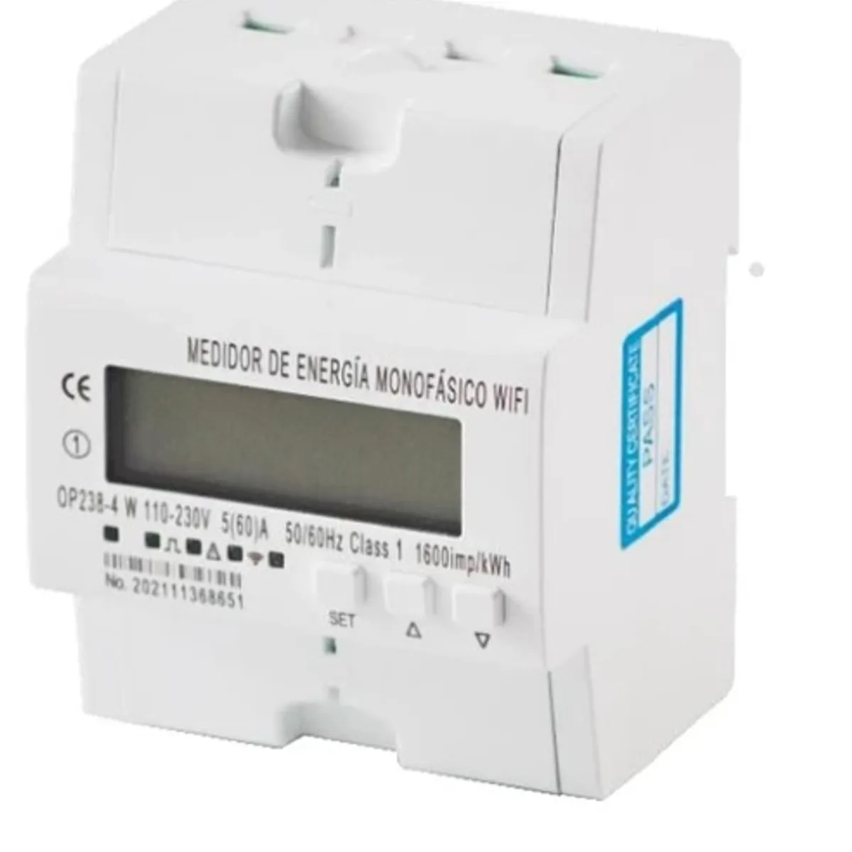 GENERICO - MEDIDOR DE ENERGIA ACTIVA MONOFASICO MOD TIPO RIEL DIN SMART-WIFI