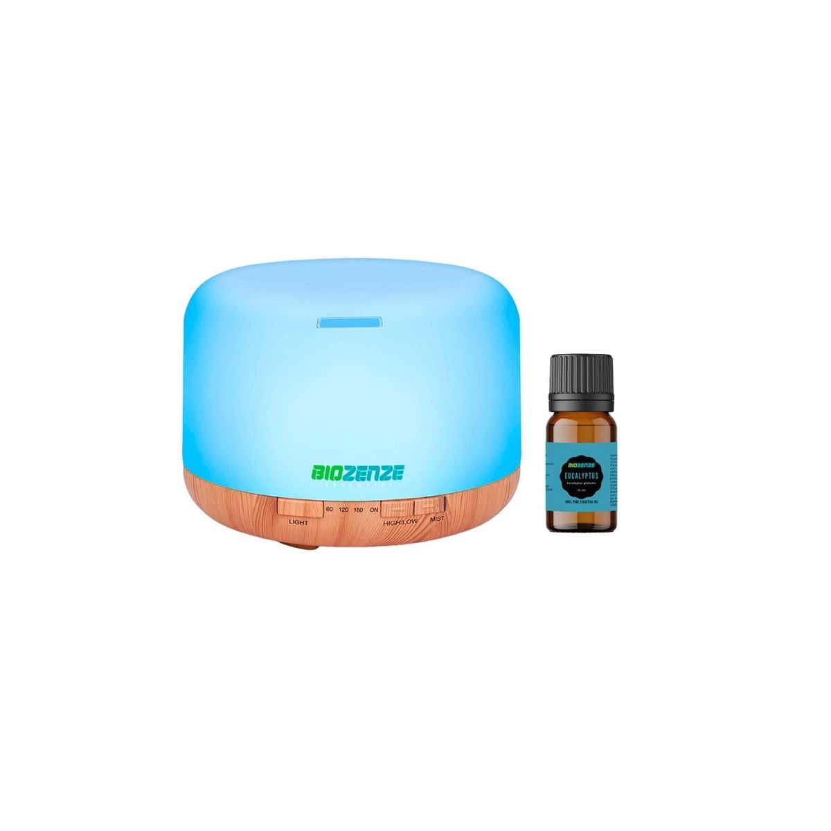 GENERICO - Aromatizador Difusor De Aromas 7 Colores - 818 Claro + Aceite Esencial De Eucalipto Biozenze