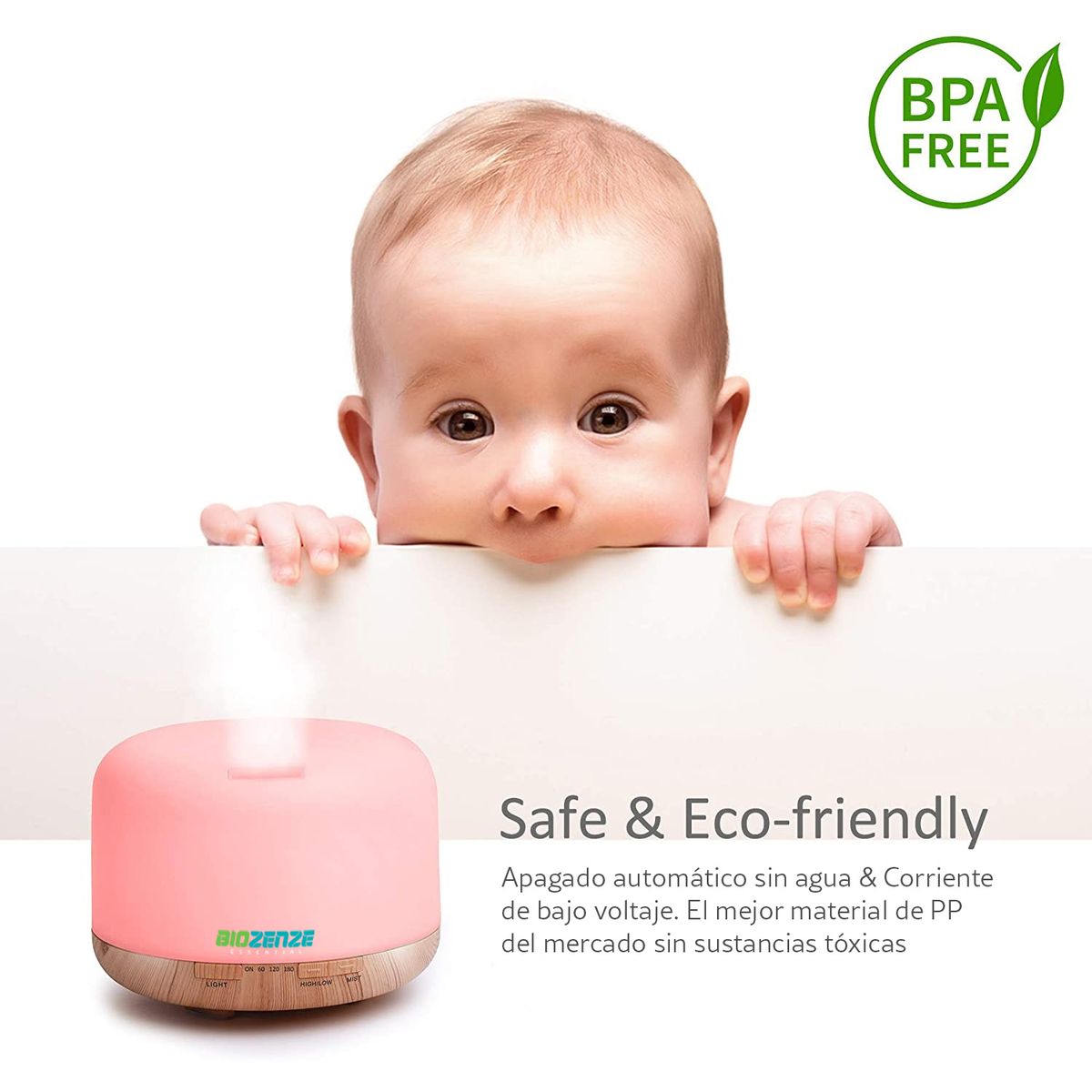 GENERICO - Aromatizador Difusor De Aromas 7 Colores - 818 Claro + Aceite Esencial De Eucalipto Biozenze