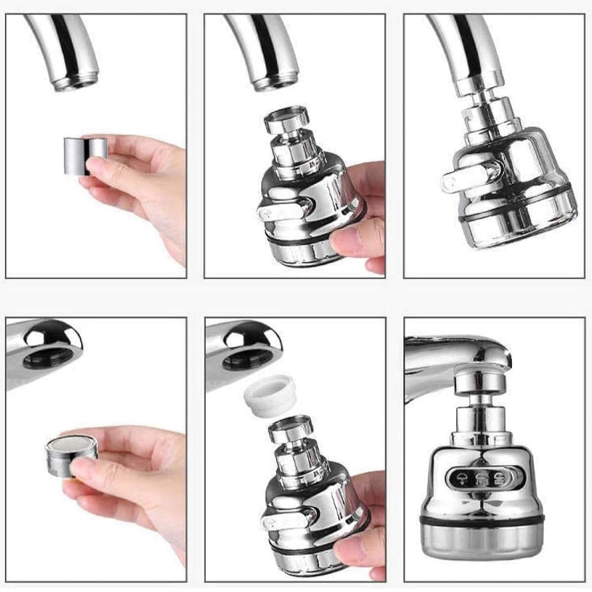 GENERICO - Cabezal Aireador dos funciones de Caño Grifo en ABS Cromado Brillante