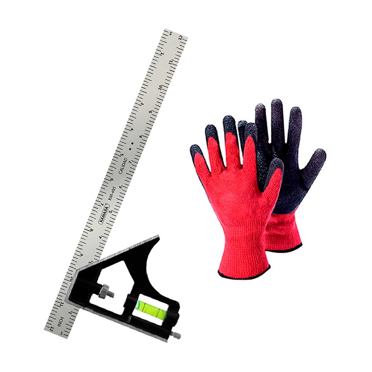 GENERICO - Escuadra De Combinación 12 + Guantes De Seguridad Anticorte