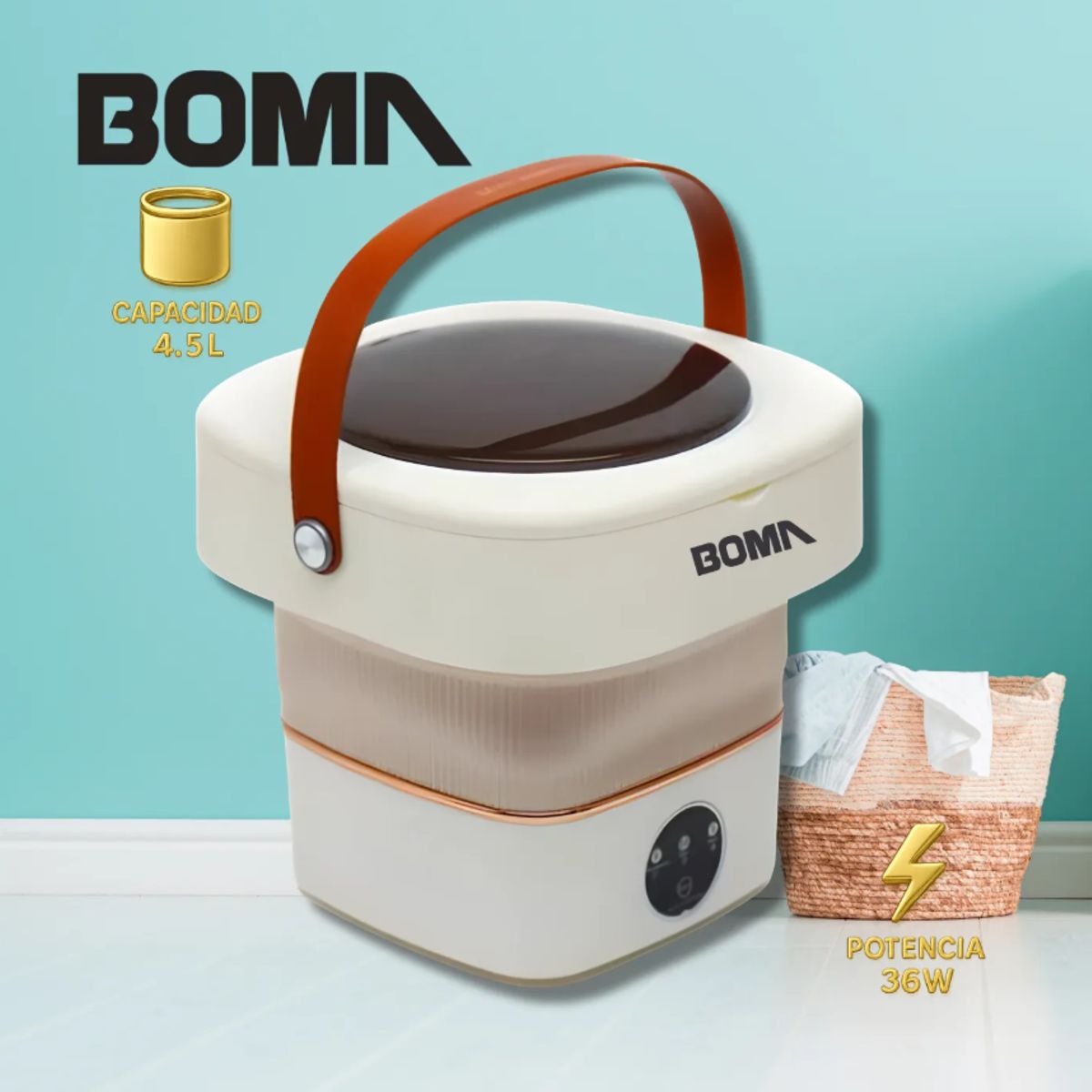 GENERICO - Mini Lavadora Plegable Portátil BOMA  Bajo Consumo de Energía