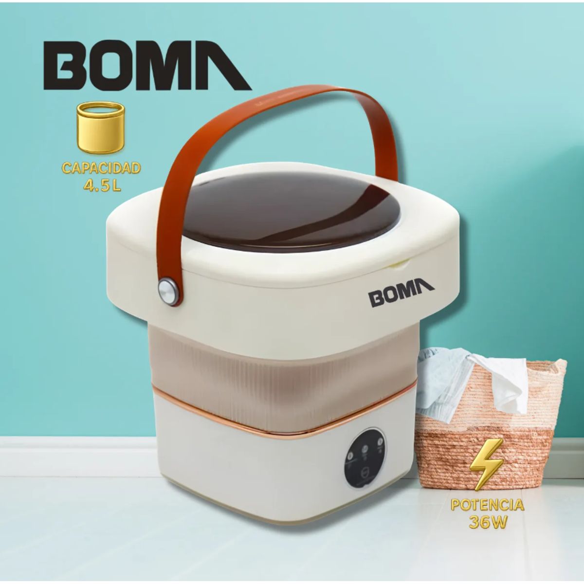 GENERICO - Mini Lavadora Plegable Portátil BOMA  Bajo Consumo de Energía