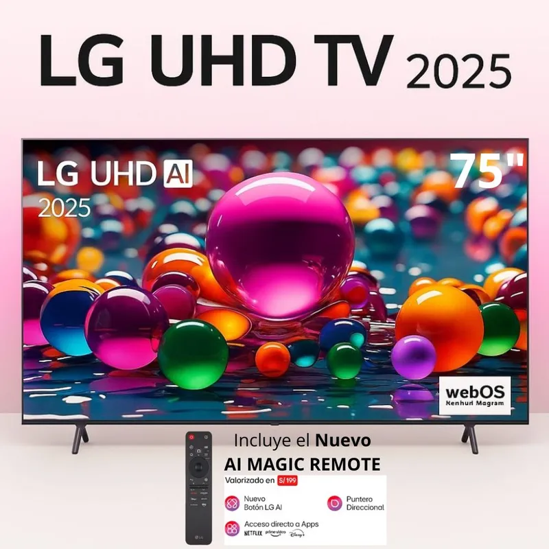 LG - TELEVISOR 75 LG 75UA8000PSB SMART TV UHD 4K THINQ AI 2025 + MAGIC REMOTE