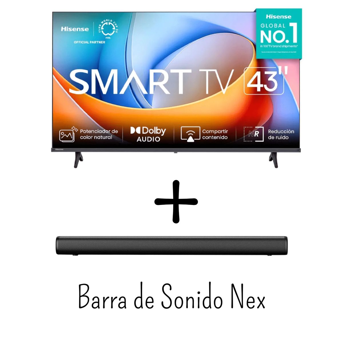 Hisense - Televisor Hisense 43 Pulgadas FHD Smart TV VIDAA 43A4NV + Soundbar Nex PSB32 (Combo)