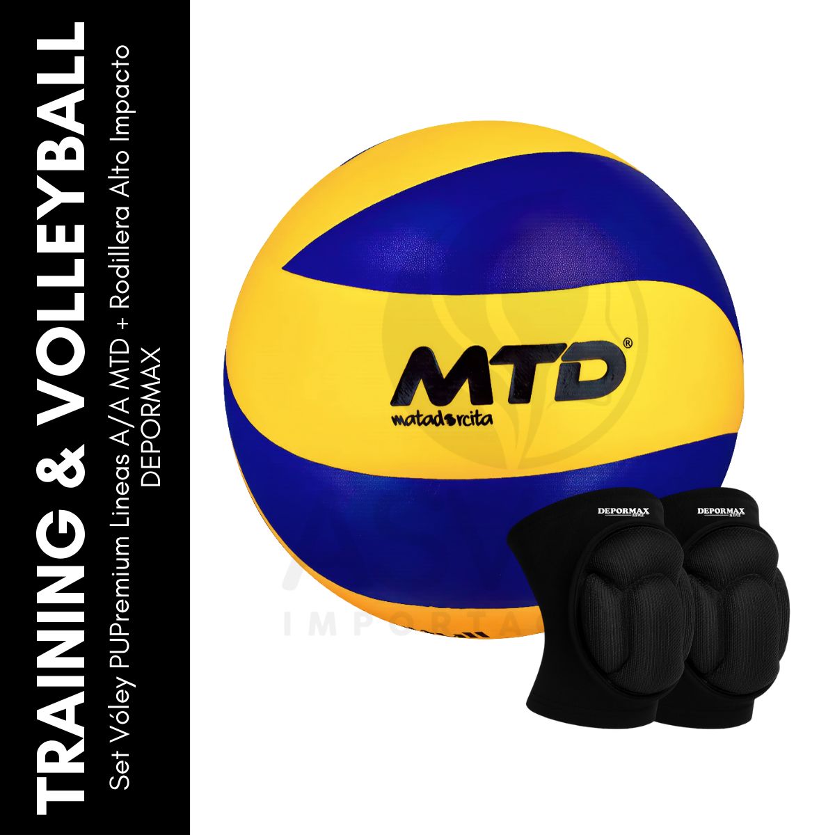 GENERICO - Set Vóley PUPremium Espiral AA MTD + Rodillera Alto Impacto DEPORMAX