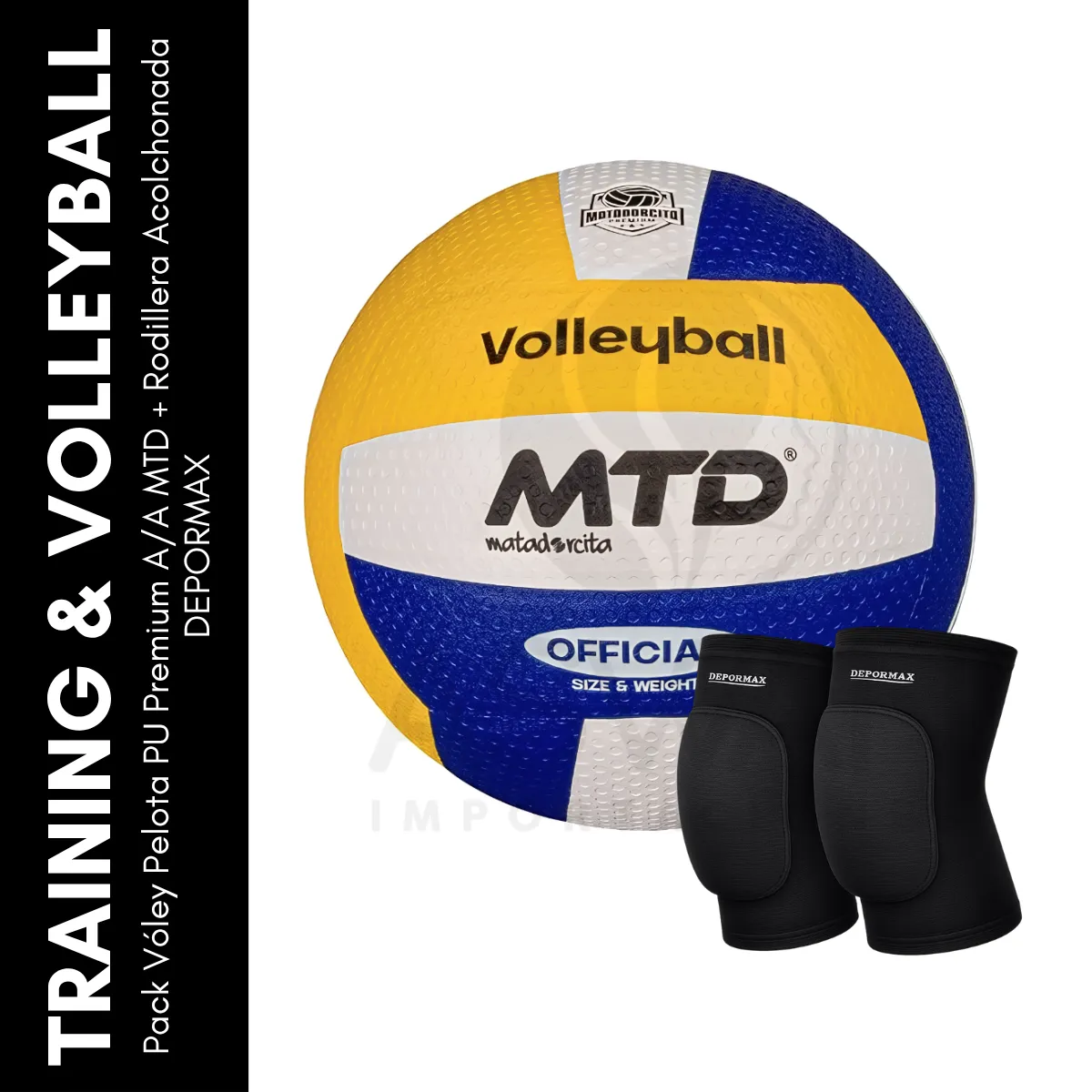 GENERICO - Set Vóley PUPremium Clásico AA MTD + Rodillera Acolchonada DEPORMAX