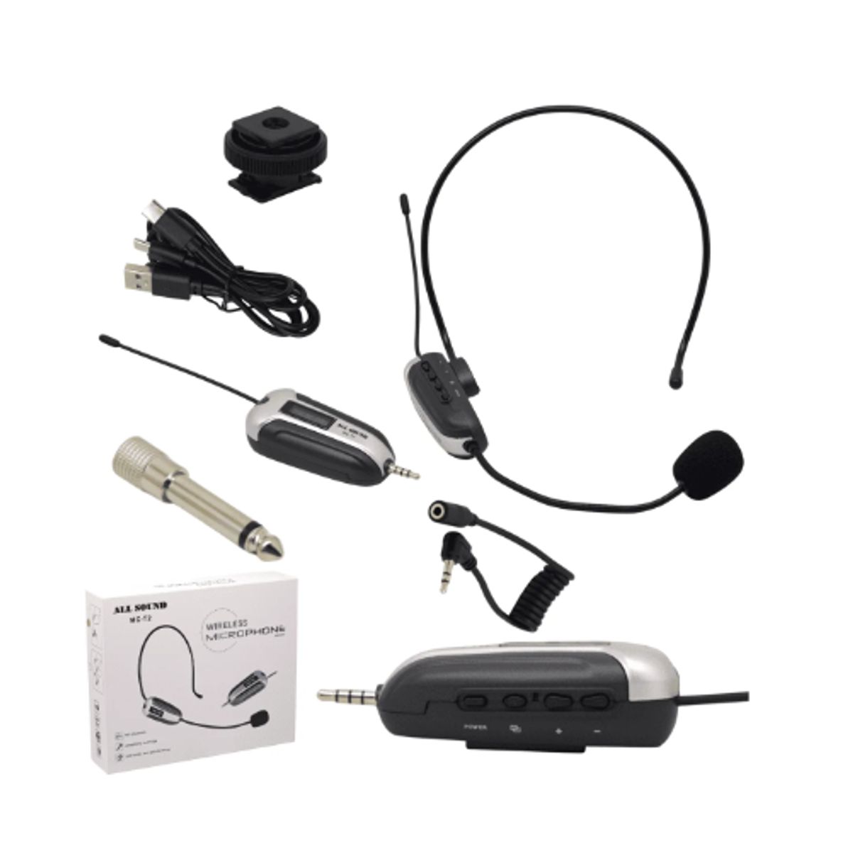 GENERICO - Micrófono Inalámbrico UHF Vinchero Recargable MC-T2 ALL SOUND