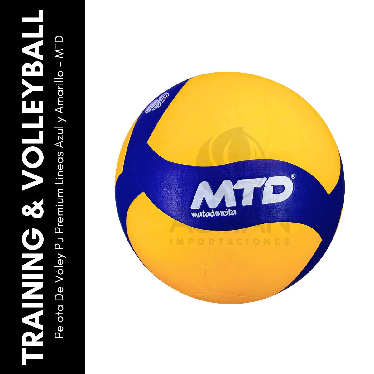 GENERICO - Pelota De Vóley Pu Premium Lineas Azul y Amarillo - MTD