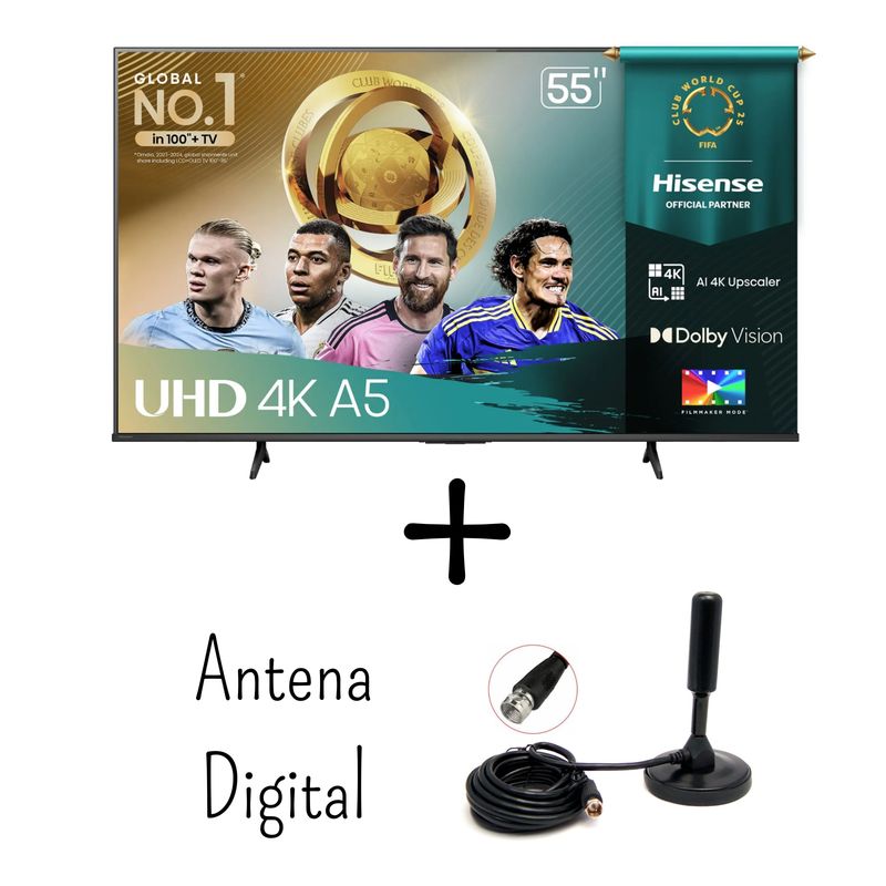 HISENSE - Televisor Hisense 55 Pulgadas UHD 4K Smart TV VIDAA 55A5NV + Antena Digital (2025)