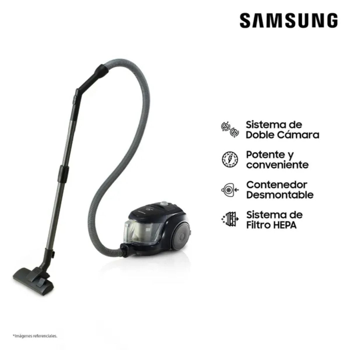 SAMSUNG - Aspiradora Samsung Ciclónica Con 2000 W Negra Vcc4580v3k/xzs