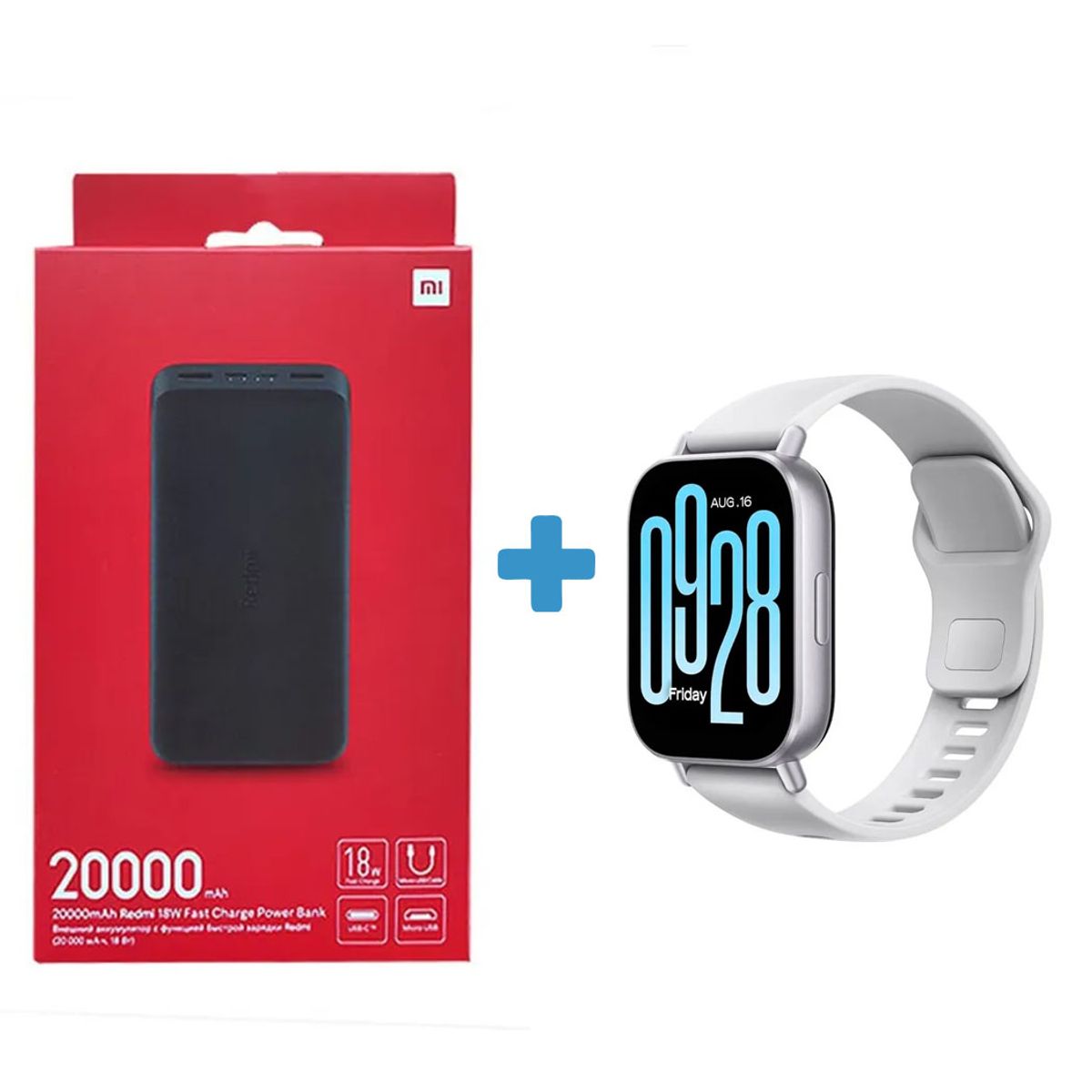 XIAOMI - Smartwatch Redmi Watch 5 Active Black + Power Bank 20000 mAh 18W