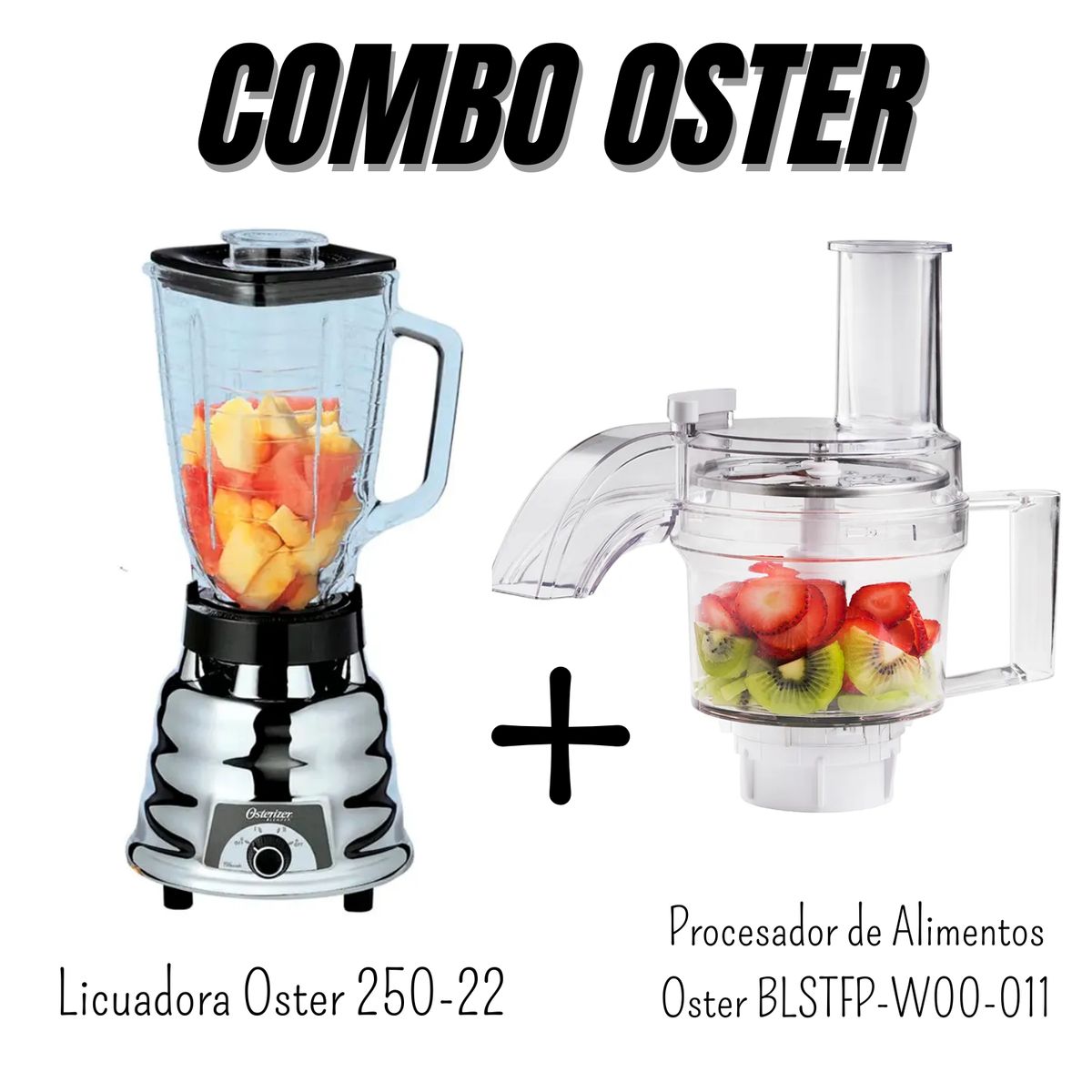 OSTER - Licuadora Oster 600 Watts + Procesador de Alimentos Oster (Combo 2025)