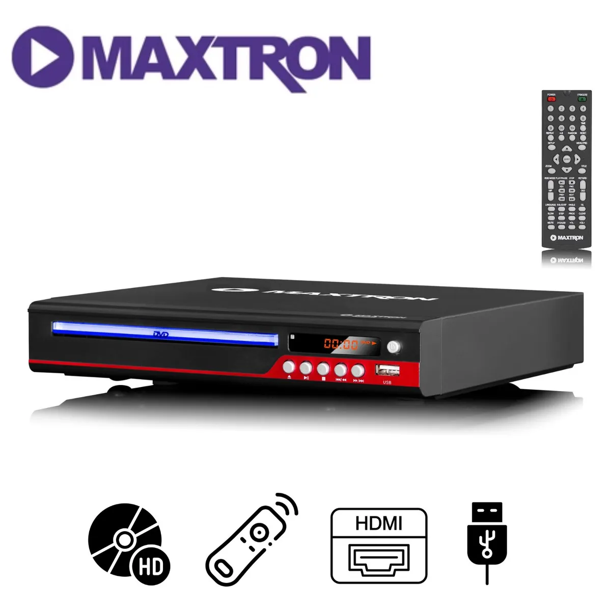 MAXTRON - Reproductor DVD Player Maxtron DYNAMIC-MX 1808 HDMI USB Control remoto