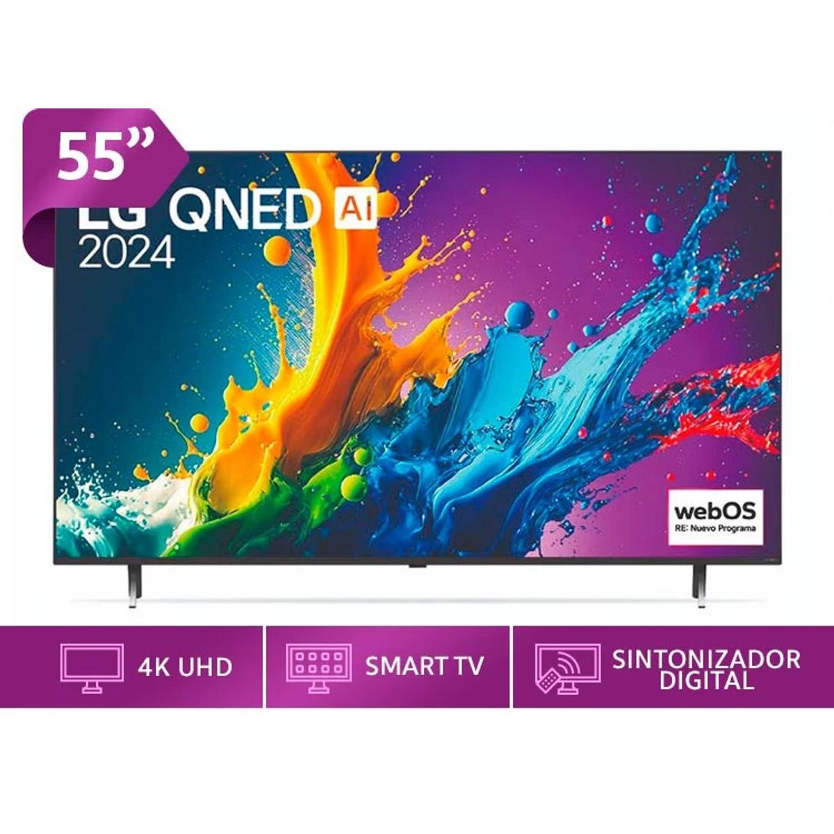 LG - Televisor 55 LG QNED 4K ThinQ AI 55QNED80TSA 2024