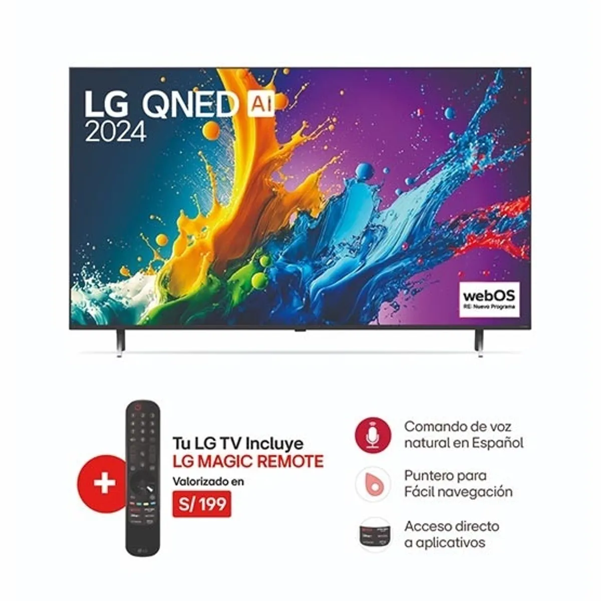 LG - Televisor 55 LG QNED 4K ThinQ AI 55QNED80TSA 2024