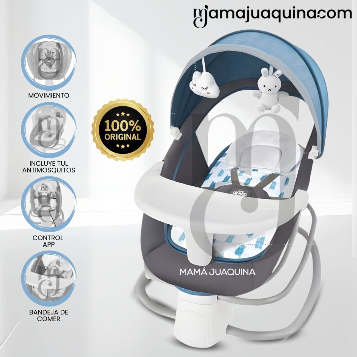 BABY - Mecedora Plegable Eléctrica para Bebés «DOLLY II» Blue