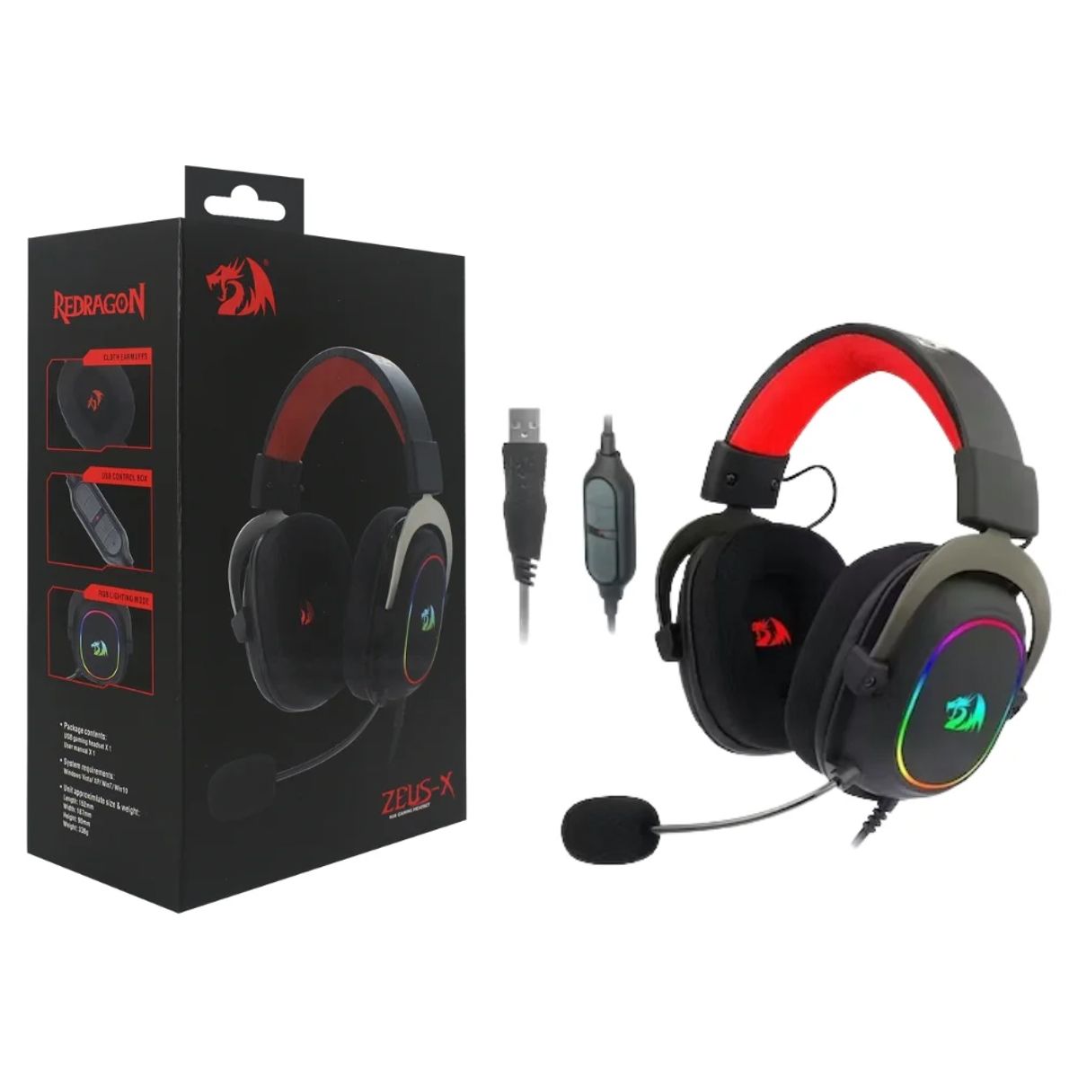 REDRAGON - Auriculares Redragon Zeus X RGB H510P-RGB BLACK