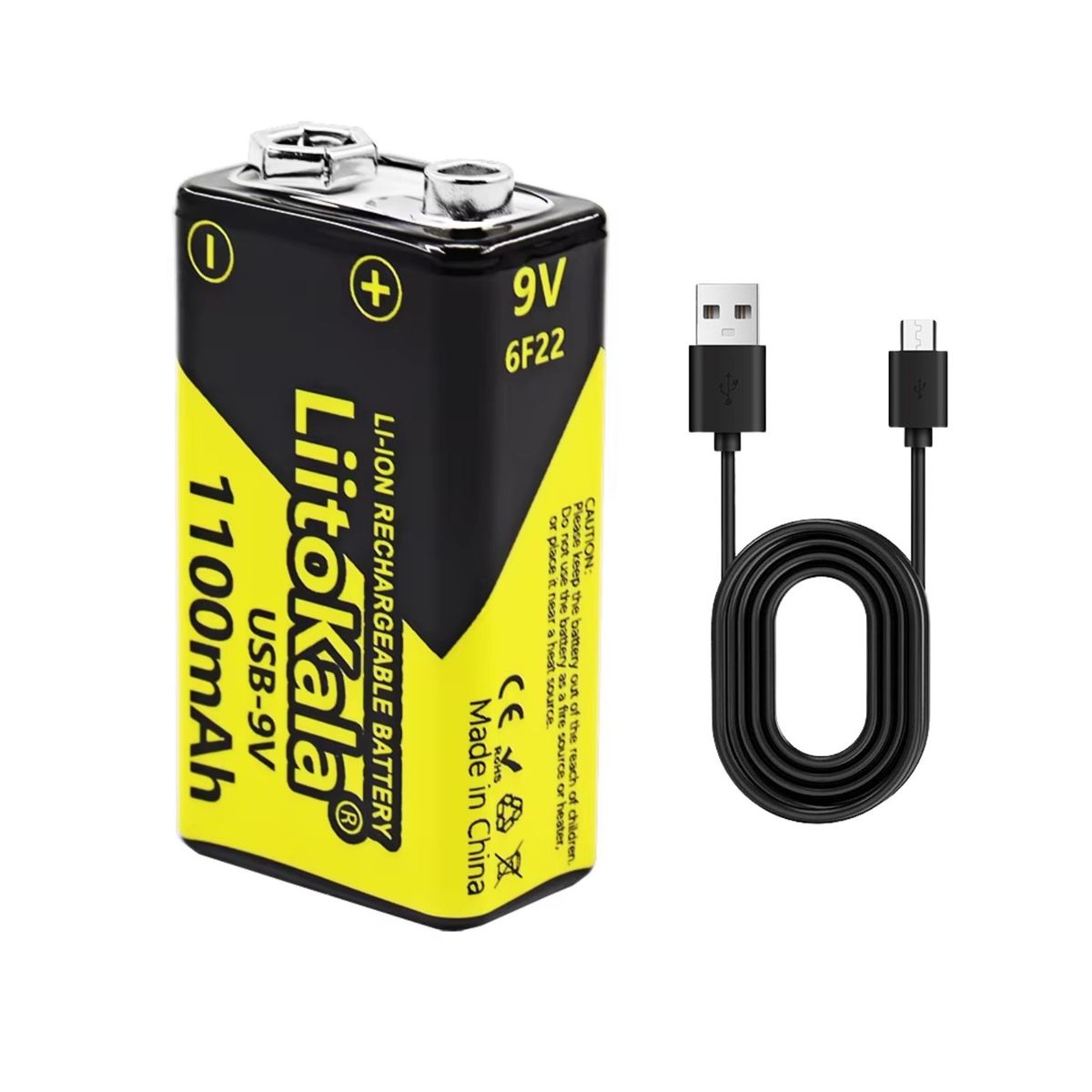 LIITOKALA - Pila 9V Recargables LiitoKala Tipo C con Indicador LED