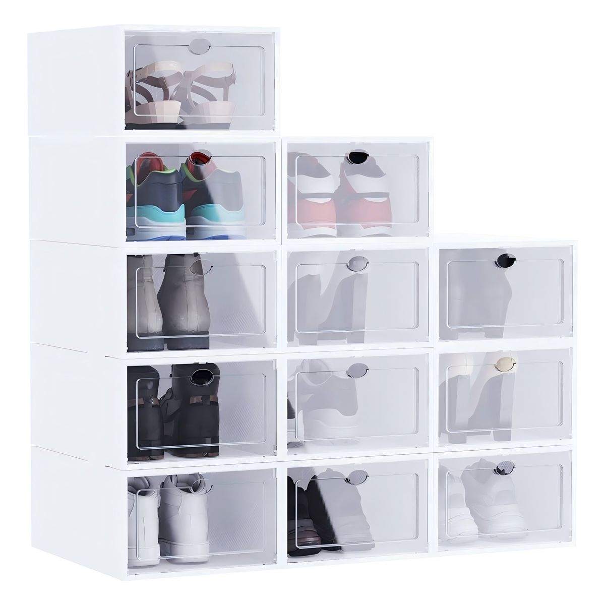U BUY - Cajas Organizadoras 12 Piezas Apilables Para Zapatos Blanco