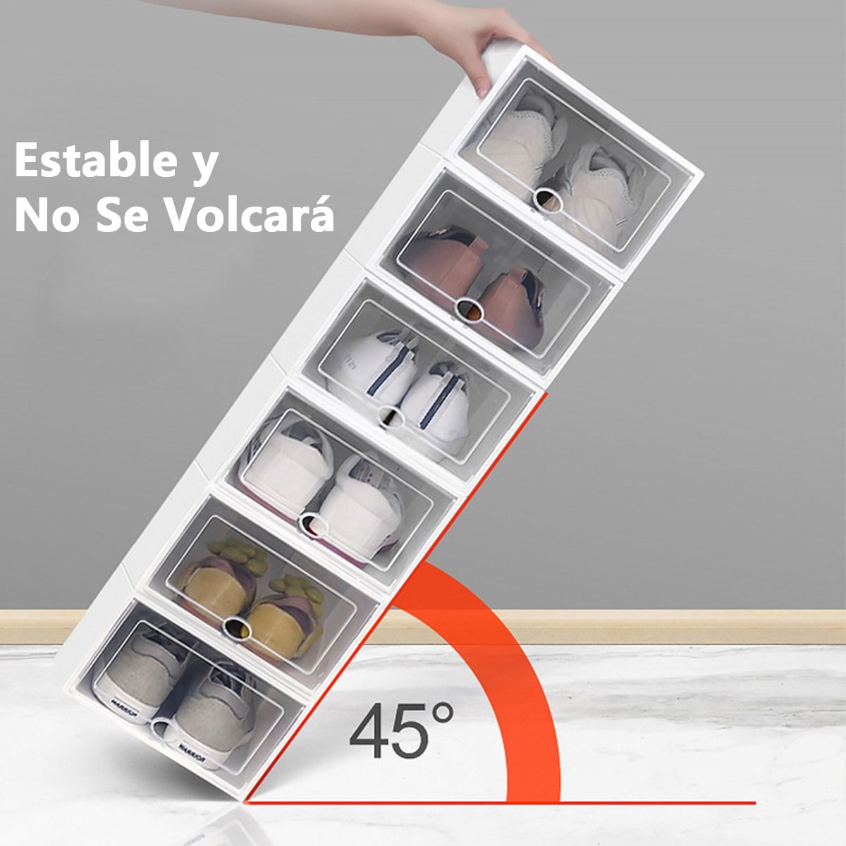 U BUY - Cajas Organizadoras 12 Piezas Apilables Para Zapatos Blanco