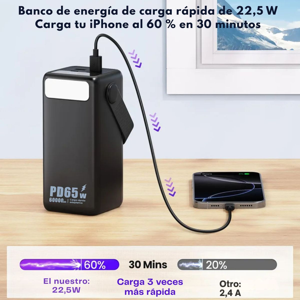 GENERICO - Cargador Portátil Bossney 60000mAh PD65W Para Laptop y Celulares