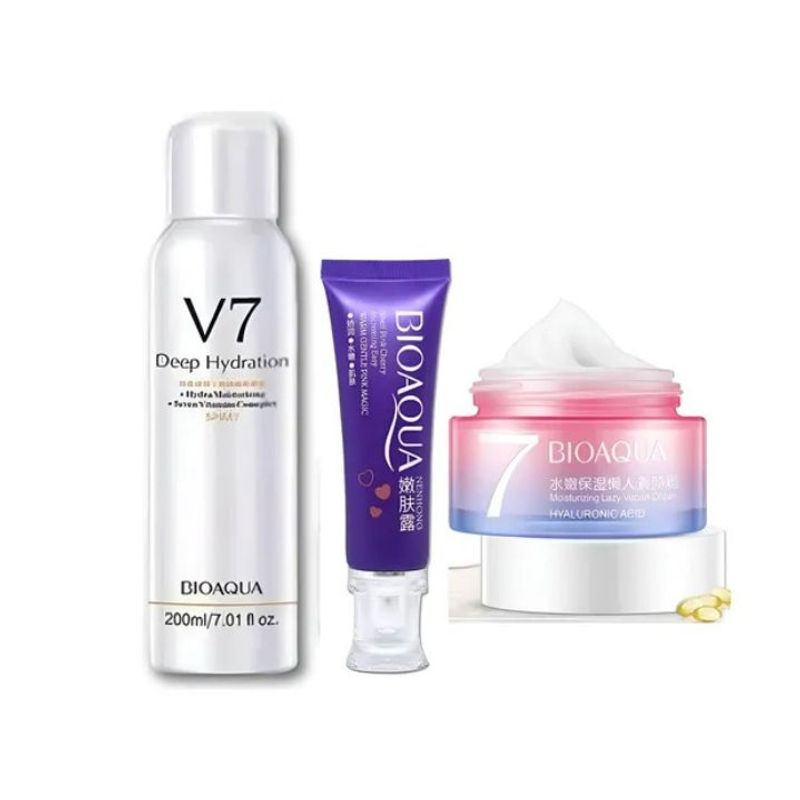 BIOAQUA - Pack 3 Bioaqua Blanqueador Aclarante V7 + Pink + Spray