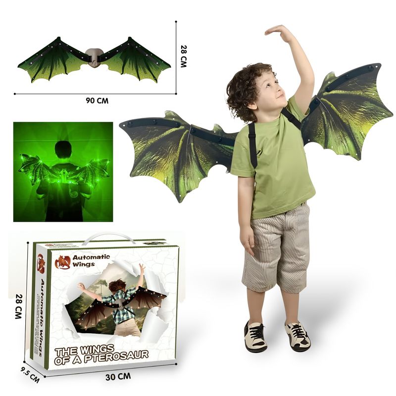 GENERICO - Alas de Dinosaurio Dragón con Luz Sonido y Movimiento Verde